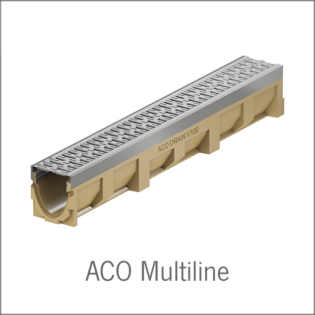 ACO Multiline - каналы из полимербетона с широким ассортиментом дизайнерских решеток.