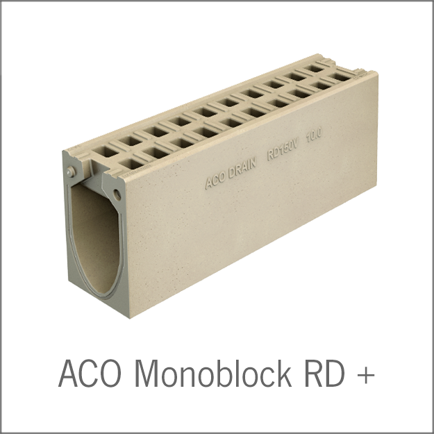 Монолитные каналы из полимербетона для зон с интенсивным движением грузового транспорта ACO Monoblock RD Plus